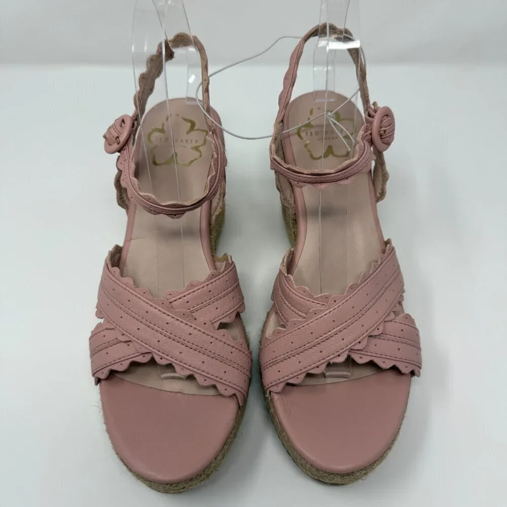 Ted Baker London Taymie Espadrille Wedge Sandals Women's 40 US 9.5 Pink NWOB